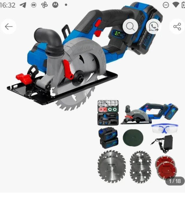 Serra Circular Exbom 48V Brushless com 2 Baterias