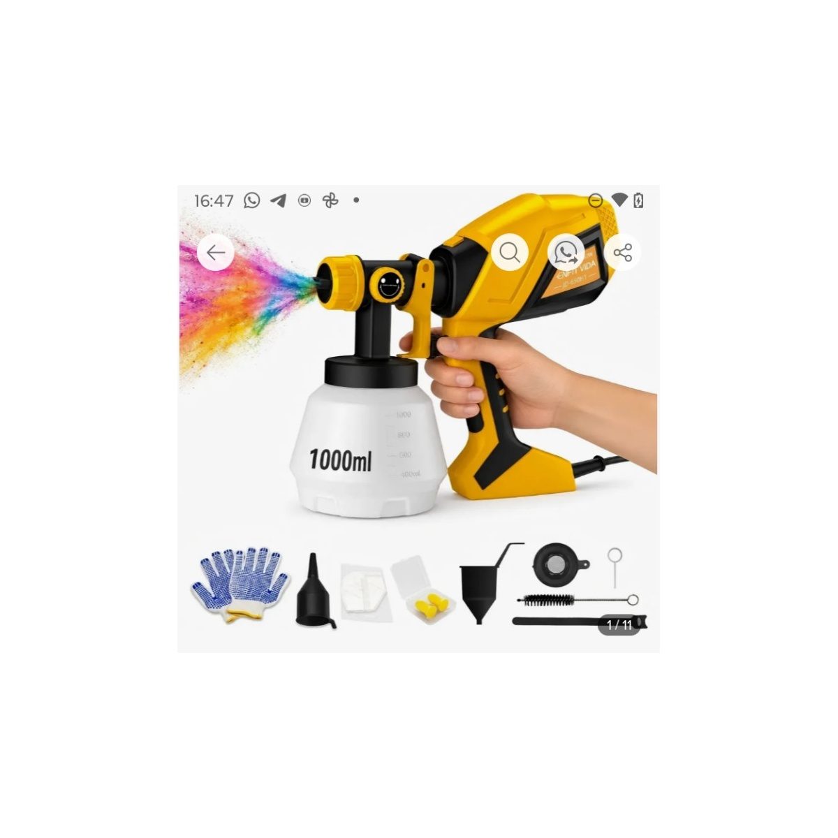 Pistola de Pintura HVLP 650W 1000ml