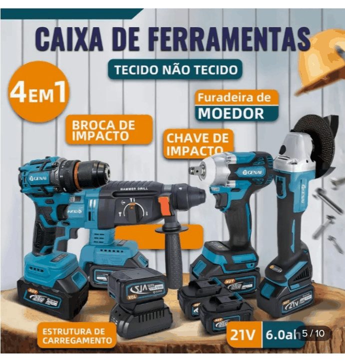 Kit Genai 4 em 1 — Ferramentas a Bateria